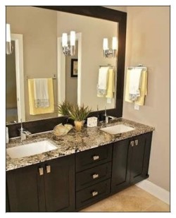 Large framed custom mirror, bathroom design, wide mirror frame