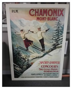 Framing vintage poster, mat finished white frame, ski art print, vintage artwork