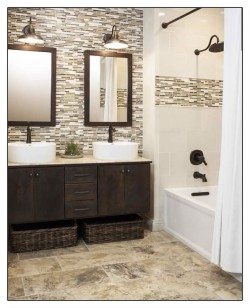 Bronze framed mirrors, ensuite bathroom design