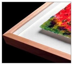 Custom framing, wood frame, white mat, floated artwork