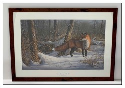 Framed artwork, interior design walls, simple brown picture frame, conservation mounting art