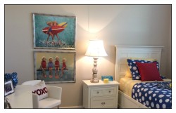 Children Swimming framed art, whimsical artwork, art prints, silver frame
