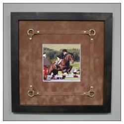 Custom picture framing, sports framing, equestrian photo, brown frame