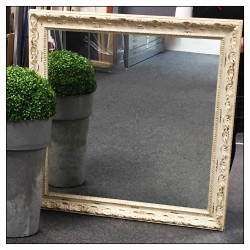 French country interior design custom mirror, old world frame detail