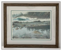Framing limited edition art prints, brown textured frame, landscape painting