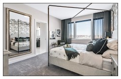 Custom mirror, bedroom, wide picture frame, reflect light into room
