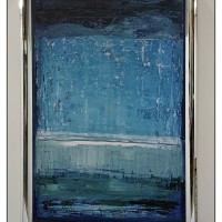Abstract art, blue, Harlow picture frame, Larson Juhl, mirror finish