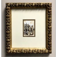 Elevate small art print using oversized ivory mat, ornate gold frame