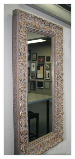 Mirror, traditional style, wide frame, gold accent